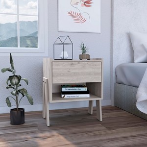 NicBex 1 Drawer Nightstand with Handle Free Design,Bedside Table with Open Shelf and Wooden Legs,Modern Side Table for Bedroom - 1 of 4