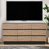 Large Sideboard Buffet Cabinet with 9 Drawers, Modern Storage Dresser for Kitchen, Dining Room, or Living Room, Black and Oak Wood Finish - 3 of 4