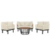 Nellie 4-Piece Iron Frame Patio Conversation Set with Acacia Wood Round Coffee Table, Outdoor Furniture - Maison Boucle - 2 of 4