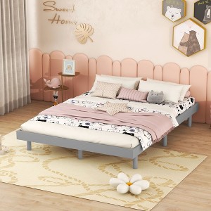 CAVINAS Twin/Full/Queen Size Modern Floating Wooden Platform Bed Frame,No Box Spring Needed - 1 of 4