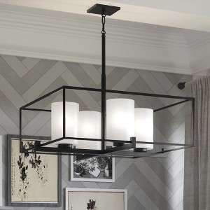 Urban Ambiance Luxury Minimalist Chandelier,  12.875"H x 21.625"W,  Midnight Black Finish, UHP3122 - 1 of 4