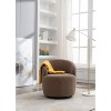 Brown Teddy Fabric Swivel Armchair Bucket Chair with Black Powder Coating - 2 of 4