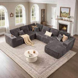 XIZZI Modular Sectional Sofa Couch, L/U-Shape Upholstered Couch, Modern Minimalist Couches for Living Room, Free Combination Deep Seat Corner Couch - 1 of 4