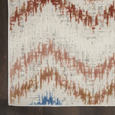 Ivory Multicolor 4' x 6' Abstract Synthetic Area Rug