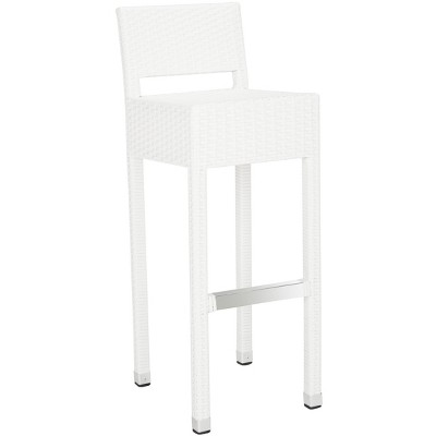 Landry White Wicker 38" Transitional Indoor/Outdoor Bar Stool