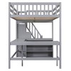 NicBex Full Size Bunk Bed with "L" Shape Desk Loft Bed Bed Frame with Storage Racks, Stairs and Guardrails, No Box Spring Required - 4 of 4