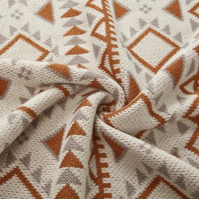 Boho Brown Diamond Knit Throw Blanket 50"x60"