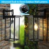 20"(H)Set of 2 Modern Outdoor Wall Lanterns with Black Metal Frame and Clear Glass, Ambient Light Sensors - 4 of 4