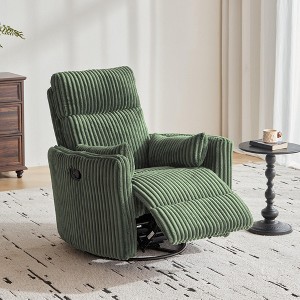 360 Swivel Rocker Recliner - Corduroy Nursery Glider Rocking Chair with 2 Pillows - 1 of 4