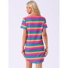 cheibear Women's Curved Hem Round Neck Short Sleeve T-shirt Dress Sleepshirt - 4 of 4