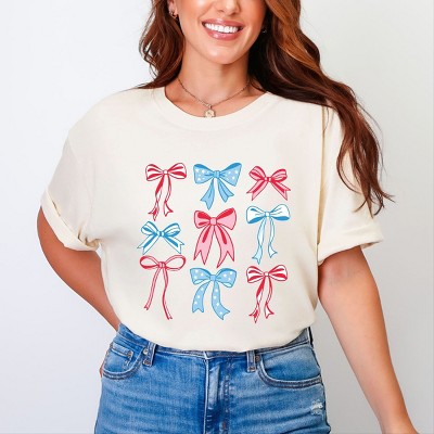 Simply Sage Market Patriotic Bows Stacked Coquette Garment Dyed Tee