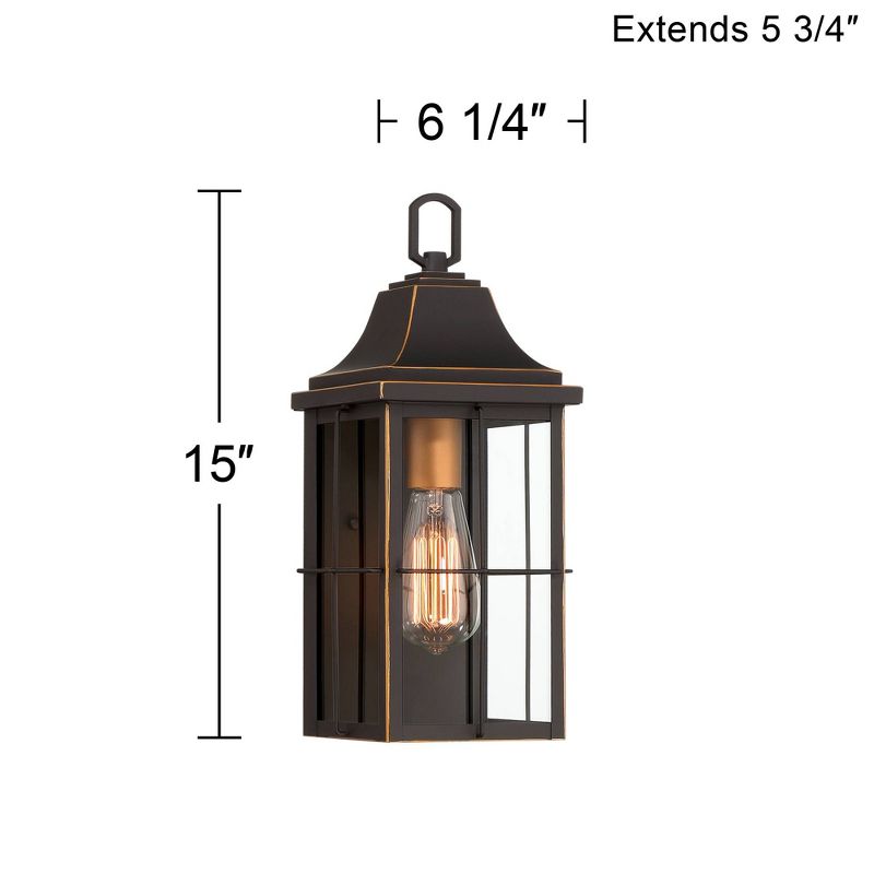 John Timberland Sunderland Rustic Mission Outdoor Wall Light Fixture Black Gold 15" Clear Glass for Post Exterior Barn Deck House Porch Yard Patio, 4 of 9