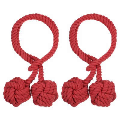 Unique Bargains Cotton Decorative with Double Ball Indoor outdoor Curtain Holdbacks 2 Pcs