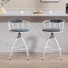 HDZNVF Set of 2 Swivel Counter Height Bar Stool, Fabric Seat with Water Transfer Printed Metal Frame, Blue and Green - 2 of 4