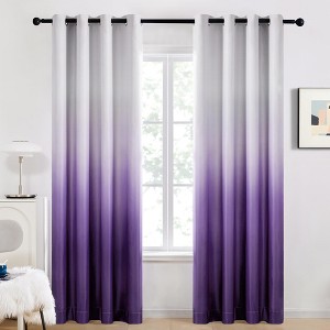 Deconovo Gradient Ombre Room Darkening Curtains, 2 Panels, Grommet Top - 1 of 4