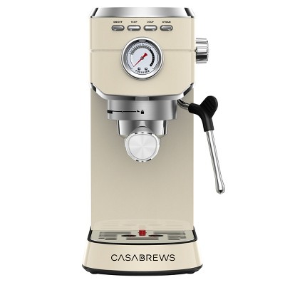 CASABREWS CM5418 Stainless Steel Compact Espresso Machine: 20-Bar, Milk Frother, Volume Control, Pressure Gauge