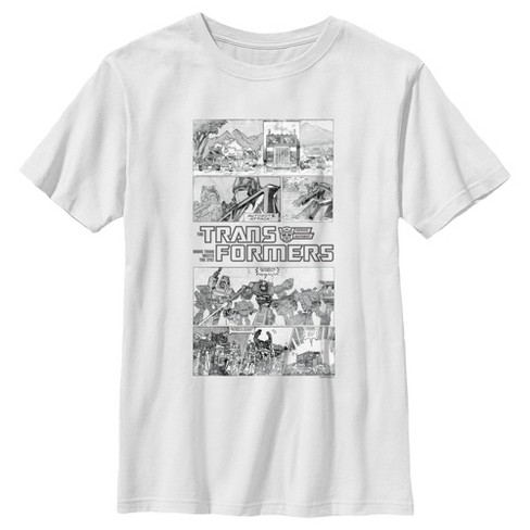 Boy's Transformers Comic Panels And Logo T-shirt - White - Small : Target