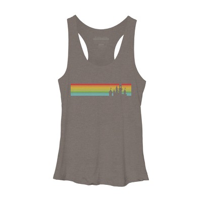 Design By Humans Retro Castle Sunset Stripes By Racerback Tank Top