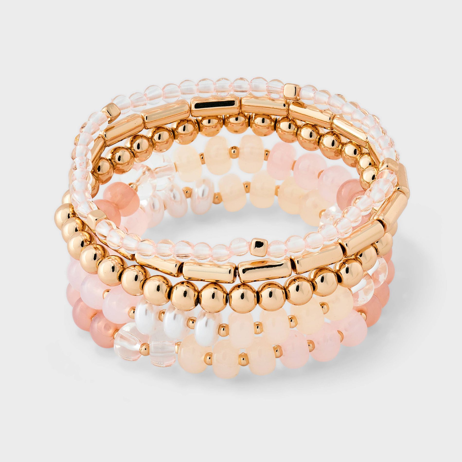 Acrylic Beaded Variety Stretch Bracelet Set 5pc - Universal Thread™ Pink