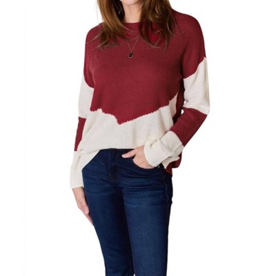 Women's Full Size Color Block Dropped Shoulder Knit Top - Hailey & Co