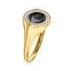 Ross-Simons Black Enamel Signet Ring With Diamonds in 18kt Gold Over Sterling - 3 of 4