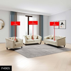 DOMETOUR 3-Piece White Microfiber Sofa Set - Modern Living Room Couch - 1 of 4