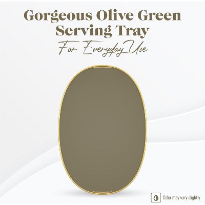 Olive Oval Tray with Gold Trimming and Handles