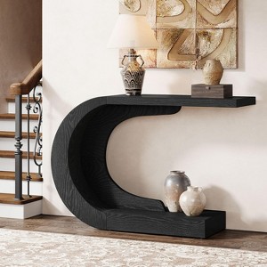 Tribesigns 43.3" C-Shaped Console Table, Wood Entryway Hallway Table Accent Table for Hall, Living Room, Entrance, Foyer - 1 of 4