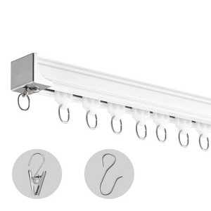VEVOR Ceiling Curtain Track Set, 5.9 FT/1.8 Meter, Sliding Ceiling Track System for Curtains, Room Divider Curtain Track Ceiling/Wall Mounted, White - 1 of 4