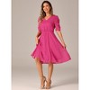 Allegra K Women's Metallic Stars Ruched Sleeve Elastic Waist V Neck A-line Dress - 4 of 4