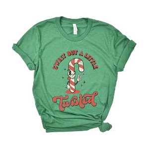 Simply Sage Market Women's A Little Twisted Candy Cane Short Sleeve Graphic Tee - 1 of 4