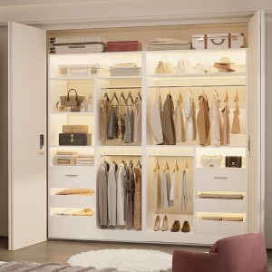 Besiost Set of 2 Closet System with Wood Drawers, Freestanding Closet Organizer with Hanging Rods - 1 of 4
