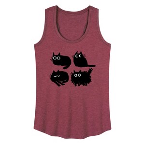 Women's - Instant Message - Sketched Black Cats Graphic Racerback Tank - 1 of 4