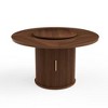 ACEPANO 55.1 in. W Round 6-Person Coffee Table with Double-Layer Storage Shelf, Rotating Tray & Wooden Wavy Sliding Doors-Walnut - 4 of 4