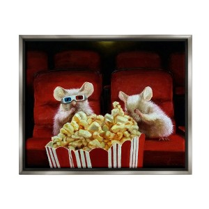 Stupell Industries Mice Movie Theater Popcorn Framed Canvas - 1 of 3