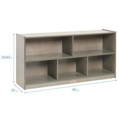 Grey Wash Birch Plywood 5-Compartment Mobile Storage Cabinet