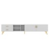 CuisinSmart TV Stand Entertainment Center with 4 Invisible Storage Spaces 3 Open Shelves 5 gold Legs Modern TV Cabinet, for 77'' Television White - 4 of 4