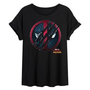 Women's - Marvel - Deadpool & Wolverine Scratch Logo Oversized Graphic T-Shirt - 1 of 4