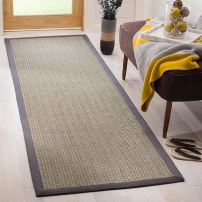 Gray Hand-Knotted Cotton Runner Rug with Non-Slip Backing