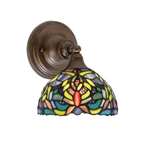 Toltec Lighting Any 1 - Light Sconce in  Bronze with 7" Kaleidoscope Art Glass Shade - 1 of 1