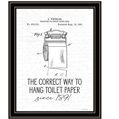HomeRoots Correct Way to Hang Toilet Paper Black Framed Print Bathroom Wall Art