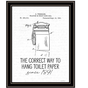 HomeRoots Correct Way to Hang Toilet Paper Black Framed Print Bathroom Wall Art - 1 of 3