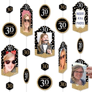 Big Dot of Happiness Adult 30th Birthday - Gold - Birthday Party Vertical Photo Garland 35 Pieces - 1 of 4