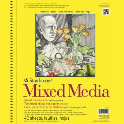 Strathmore 300 Series Mixed Media Pad, 11 x 14 Inches, 90 lb, 40 Sheets