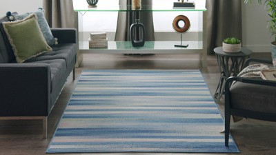 Whimsicle Blue Multicolor 8'4" x 11'6" Synthetic Stripe Rug
