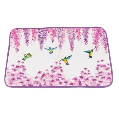 Collections Etc Colorful Hummingbird Purple Wisteria Cushioned Bath Mat Purple