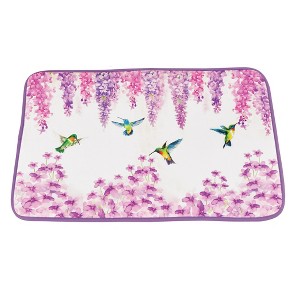 Collections Etc Colorful Hummingbird Purple Wisteria Cushioned Bath Mat Purple - 1 of 2