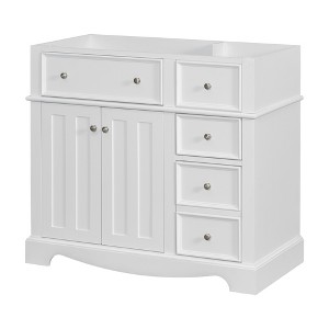 Vynxaria 36" White Freestanding Bathroom Storage Cabinet with Drawers and Adjustable Shelf,Not Include Basin Sink - 1 of 4