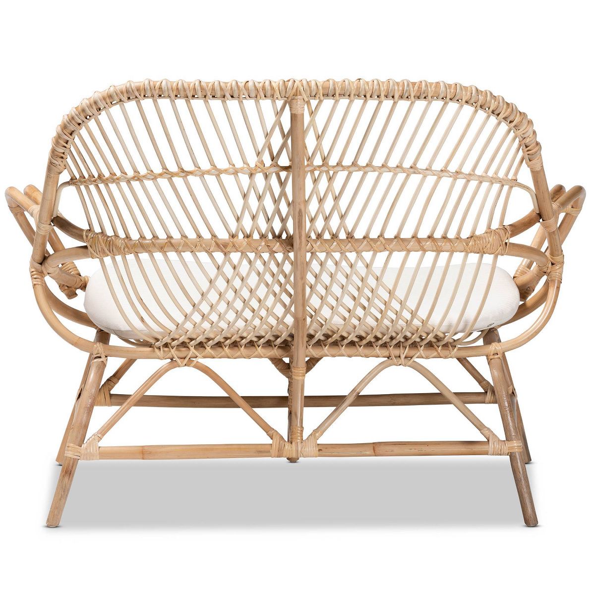 Jayden Fabric Upholstered and Rattan Loveseat White/Brown - bali & pari - thumbnail 4