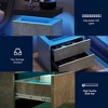 1 Piece Nightstand LED Bedside Table Cabinet with 2 End Side Drawers and Lights Modern Gray - 2 of 4